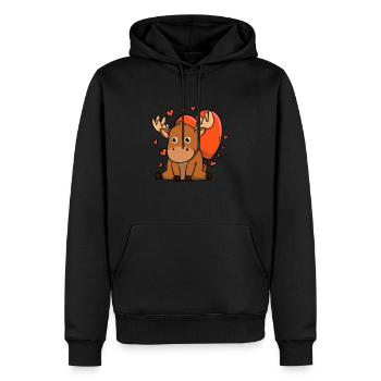 Sweet Moose Hearts Deer Lovers Saint-Valentin - Sweat à capuche Premium bio Homme - noir - Devant - Nico (187cm)