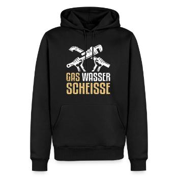 Gas Wasser Scheisse - Lustiger Klempner Spruch - Männer Premium Bio Hoodie - Schwarz - Vorne - Nico (187cm)