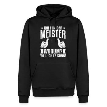 Ich bin der Meister, weil ich es kann Meisterprüfu - Männer Premium Bio Hoodie - Schwarz - Vorne - Nico (187cm)