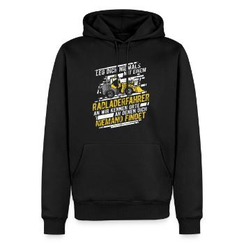 Radladerfahrer Leg dich niemals mit einem Radlader - Männer Premium Bio Hoodie - Schwarz - Vorne - Nico (187cm)