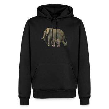 Elefanten-Mama mit Baby in Kenia Afrika - Männer Premium Bio Hoodie - Schwarz - Vorne - Nico (187cm)