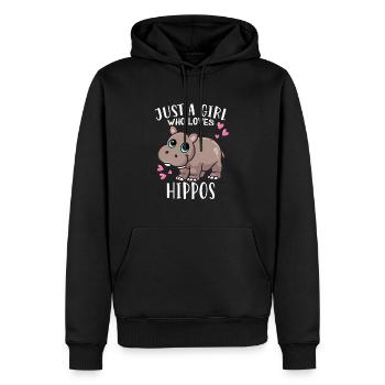 Nilpferd Flusspferd Just A Girl Who Loves Hippos - Männer Premium Bio Hoodie - Schwarz - Vorne - Nico (187cm)