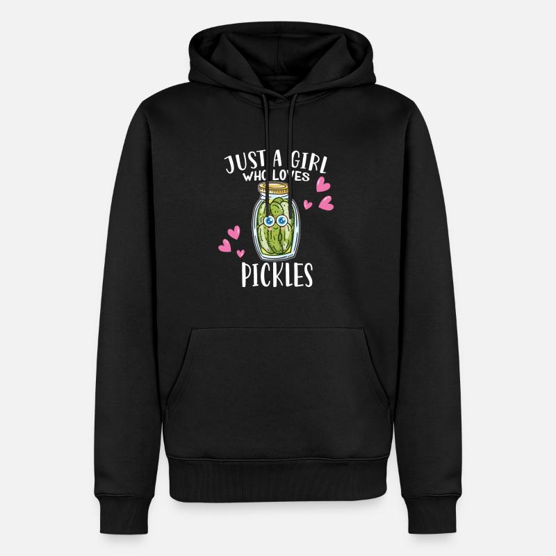 Juste une fille qui aime les cornichons Concombre Salade de concombre - Sweat à capuche Premium bio Homme - noir