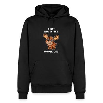 Drôle d’orignal Amoureux Orignal Bois de renne - Sweat à capuche Premium bio Homme - noir - Devant - Nico (187cm)