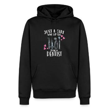 Juste une fille qui aime être dentiste Zahnärztin - Sweat à capuche Premium bio Homme - noir - Devant - Nico (187cm)