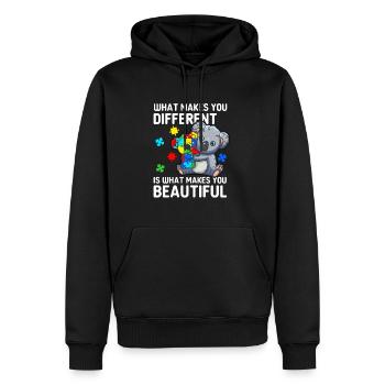 Soyez différent Autisme Mama Koala Autiste - Sweat à capuche Premium bio Homme - noir - Devant - Nico (187cm)