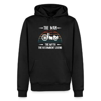 L’homme Le mythe La légende couchée - Sweat à capuche Premium bio Homme - noir - Devant - Nico (187cm)