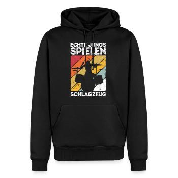 Echte Jungs spielen Schlagzeug - Drummer Jungen Ge - Männer Premium Bio Hoodie - Schwarz - Vorne - Nico (187cm)