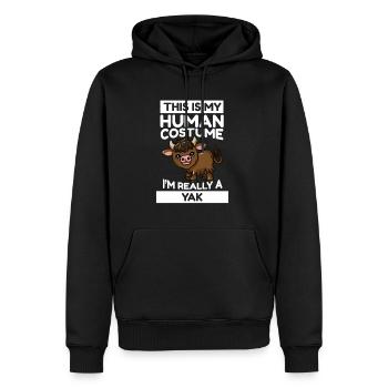 Ochse This Is My Human Costume I'm Really A Yak - Männer Premium Bio Hoodie - Schwarz - Vorne - Nico (187cm)