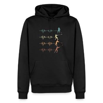 Herzschlag Herzlinie Herzfrequenz Hammer Wurf - Männer Premium Bio Hoodie - Schwarz - Vorne - Nico (187cm)