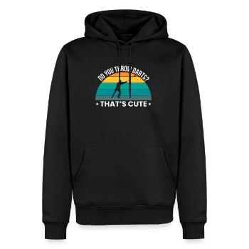 Do You Throw Darts? Thats Cute Hammerwerfer Shirt - Männer Premium Bio Hoodie - Schwarz - Vorne - Nico (187cm)
