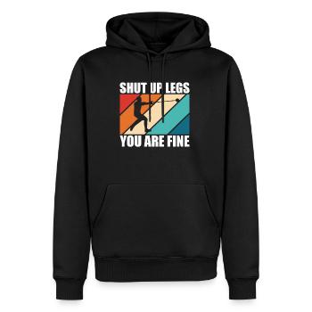 Shut Up Legs You Are Fine Hammerwurf Shirt - Männer Premium Bio Hoodie - Schwarz - Vorne - Nico (187cm)