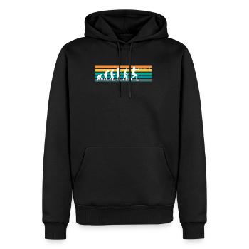 Vintage Retro Evolution Hammerwurf Shirt - Männer Premium Bio Hoodie - Schwarz - Vorne - Nico (187cm)