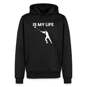Hammerwurf Is My Life Geschenk - Männer Premium Bio Hoodie - Schwarz - Vorne - Nico (187cm)