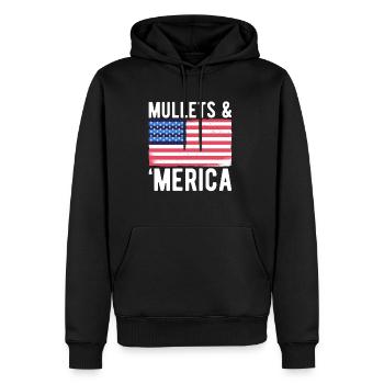 Mullets & Merica Shirt Geschenk USA Flagge - Männer Premium Bio Hoodie - Schwarz - Vorne - Nico (187cm)