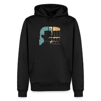 Vintage Retro Vokuhila Shirt Geschenk - Männer Premium Bio Hoodie - Schwarz - Vorne - Nico (187cm)