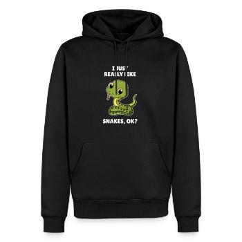 Reptiles serpents J’aime vraiment les serpents OK - Sweat à capuche Premium bio Homme - noir - Devant - Nico (187cm)