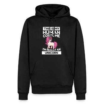 C’est mon costume humain Je suis vraiment une licorne - Sweat à capuche Premium bio Homme - noir - Devant - Nico (187cm)