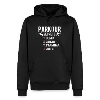 Parkour Secrets Shirt Geschenk - Männer Premium Bio Hoodie - Schwarz - Vorne - Nico (187cm)