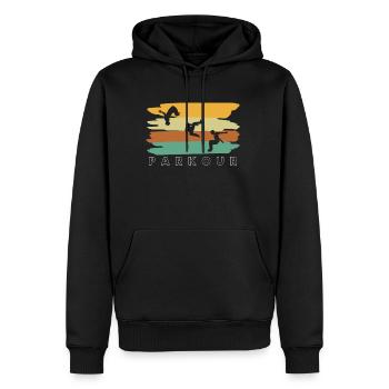 Vintage Retro Parkour Shirt Geschenk - Männer Premium Bio Hoodie - Schwarz - Vorne - Nico (187cm)