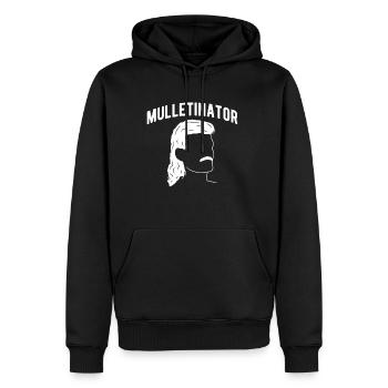 Mulletinator Mullet Vokuhila Shirt - Männer Premium Bio Hoodie - Schwarz - Vorne - Nico (187cm)