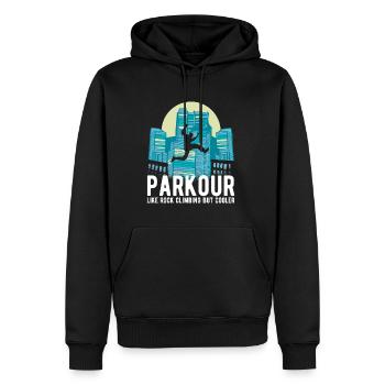 Chemise cadeau Parkour City - Sweat à capuche Premium bio Homme - noir - Devant - Nico (187cm)