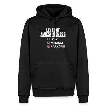 Level Of Awesomeness Geschenk Parkour Shirt - Männer Premium Bio Hoodie - Schwarz - Vorne - Nico (187cm)