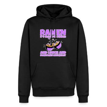Ramen, pour le dîner et le déjeuner et le petit-déjeuner 2 - Sweat à capuche Premium bio Homme - noir - Devant - Nico (187cm)