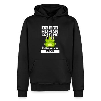 Grenouilles C’est mon costume humain Je suis vraiment une grenouille - Sweat à capuche Premium bio Homme - noir - Devant - Nico (187cm)