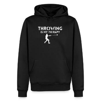 Throwing Is My Therapy Hammerwurf Shirt Geschenk - Männer Premium Bio Hoodie - Schwarz - Vorne - Nico (187cm)