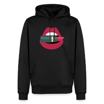 Makeup Artist Geschenkidee Shirt Kussmund - Männer Premium Bio Hoodie - Schwarz - Vorne - Nico (187cm)