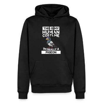 C’est mon costume humain Je suis vraiment un pigeon - Sweat à capuche Premium bio Homme - noir - Devant - Nico (187cm)