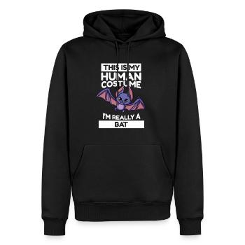 Fledermaus This Is My Human Costume I'm Really Bat - Männer Premium Bio Hoodie - Schwarz - Vorne - Nico (187cm)
