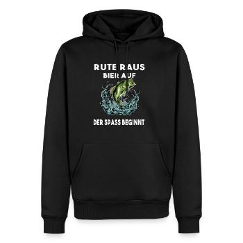 Rute raus Bier auf der Spass beginnt Angeln Angler - Männer Premium Bio Hoodie - Schwarz - Vorne - Nico (187cm)