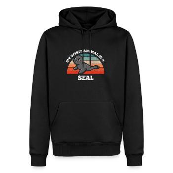 Robbe Seehund My Spirit Animal Is A Seal - Männer Premium Bio Hoodie - Schwarz - Vorne - Nico (187cm)