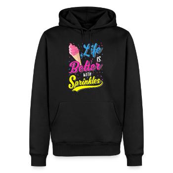 Life Is Better With Sprinkles Ein Sommer Eiscreme - Männer Premium Bio Hoodie - Schwarz - Vorne - Nico (187cm)