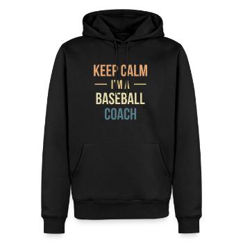 Restez calme Je suis un entraîneur de baseball - Sweat à capuche Premium bio Homme - noir - Devant - Nico (187cm)