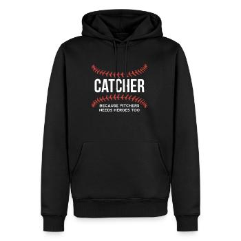 Receveur parce que le lanceur a aussi besoin de héros - Sweat à capuche Premium bio Homme - noir - Devant - Nico (187cm)
