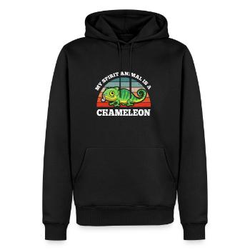 Lézards caméléons Mon animal spirituel est un caméléon - Sweat à capuche Premium bio Homme - noir - Devant - Nico (187cm)