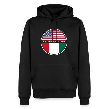 Oui, je suis tous les deux Italie États-Unis - Sweat à capuche Premium bio Homme - noir - Devant - Nico (187cm)