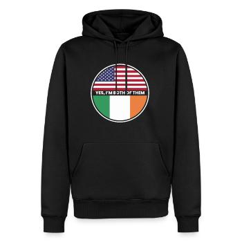 Oui, je suis tous les deux Irlande États-Unis - Sweat à capuche Premium bio Homme - noir - Devant - Nico (187cm)