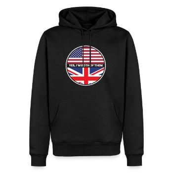 Oui, je suis tous les deux uk usa - Sweat à capuche Premium bio Homme - noir - Devant - Nico (187cm)
