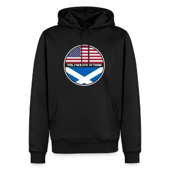 Oui, je suis tous les deux Ecosse USA - Sweat à capuche Premium bio Homme - noir - Devant - Nico (187cm)