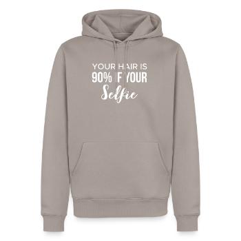 Vos cheveux sont à 90% si votre cadeau de chemise selfie - Sweat à capuche Premium bio Homme - taupe - Devant - Nico (187cm)