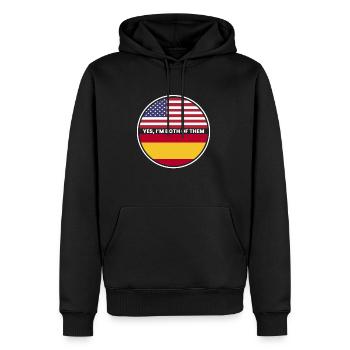 Oui, je suis tous les deux Espagne États-Unis - Sweat à capuche Premium bio Homme - noir - Devant - Nico (187cm)