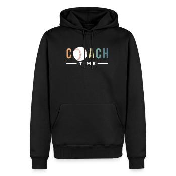Coach Time Vintage Retro Shirt Geschenk - Männer Premium Bio Hoodie - Schwarz - Vorne - Nico (187cm)