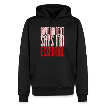 Le gouvernement dit que je suis essentiel 6 - Sweat à capuche Premium bio Homme - noir - Devant - Nico (187cm)