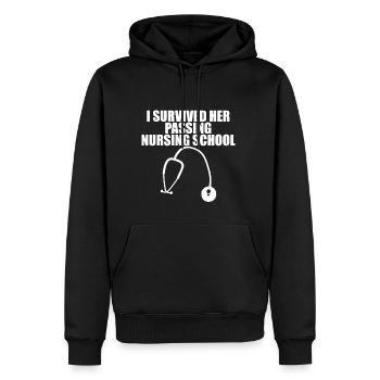 I Survived Her Passing Nursing School 11 - Men’s Premium Organic Hoodie - black - Front - Nico (187cm)