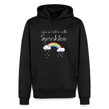 La vie est meilleure avec des saupoudrages 11 - Sweat à capuche Premium bio Homme - noir - Devant - Nico (187cm)