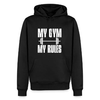 My Gym, My Rules 6 - Men’s Premium Organic Hoodie - black - Front - Nico (187cm)